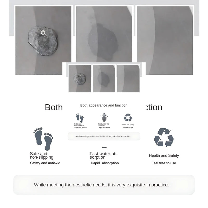 Tapete retangular multifuncional para banheiro, rápida absorção e antiderrapante