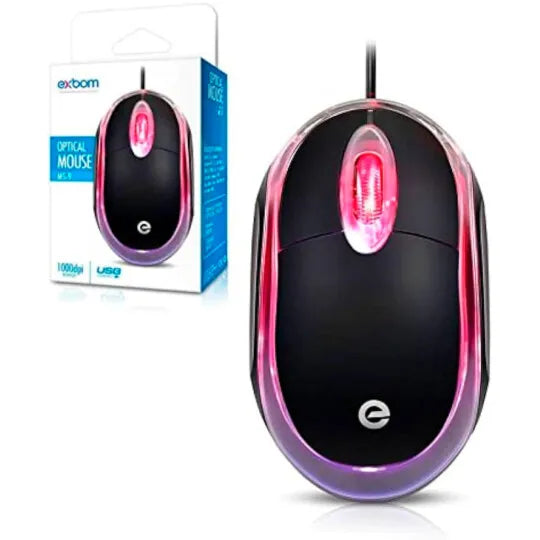 Mouse USB Óptico Com Led Exbom - MS-9 com fio