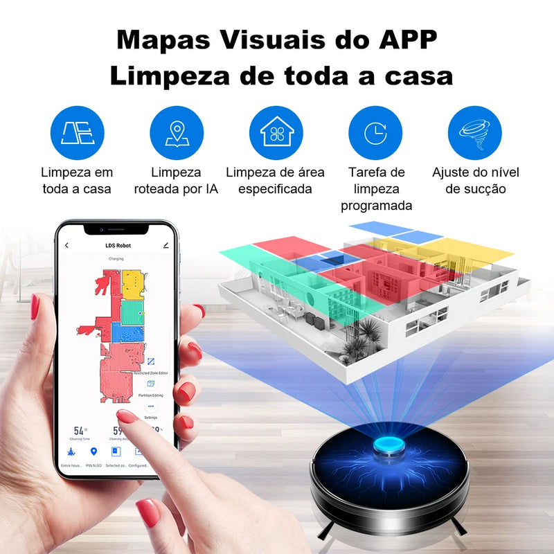 Robô aspirador de pó Liectroux / LILIN XR500,Sistema Lidar Laser LDS