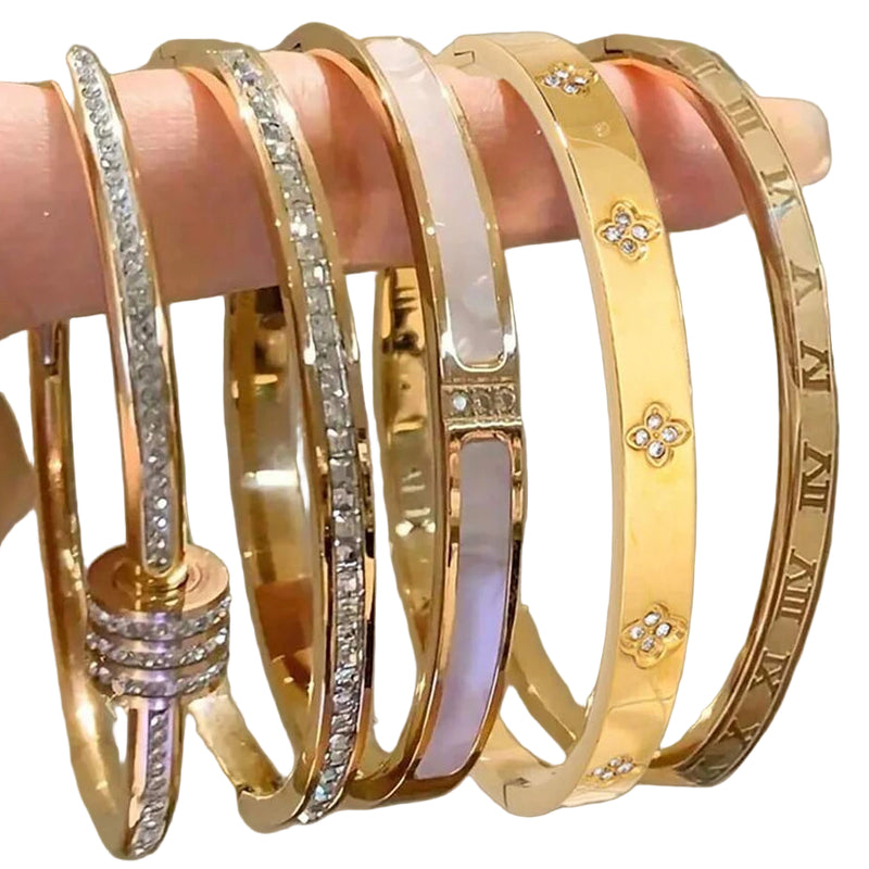 Conjunto de 5 pulseiras ZAKOL em aço inoxidável com zircônias brilhantes