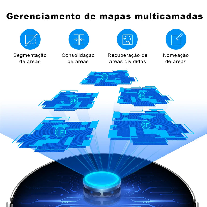 Robô aspirador de pó Liectroux / LILIN XR500,Sistema Lidar Laser LDS