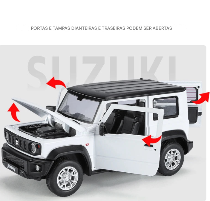 Suzuki Jimny 1:24 - Miniatura de Metal Die-cast com Luzes - Perfeito para Colecionadores e Crianças (4+ anos)