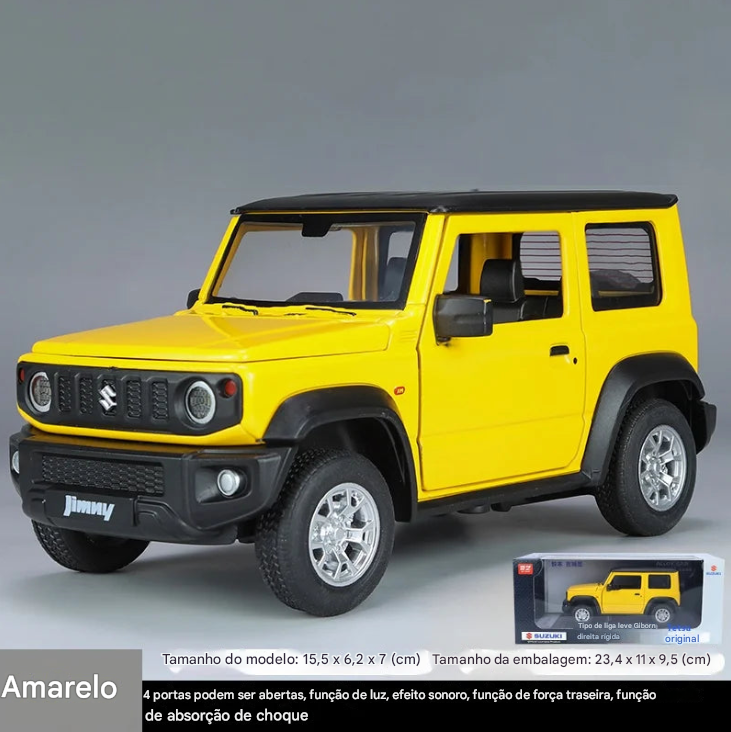 Suzuki Jimny 1:24 - Miniatura de Metal Die-cast com Luzes - Perfeito para Colecionadores e Crianças (4+ anos)