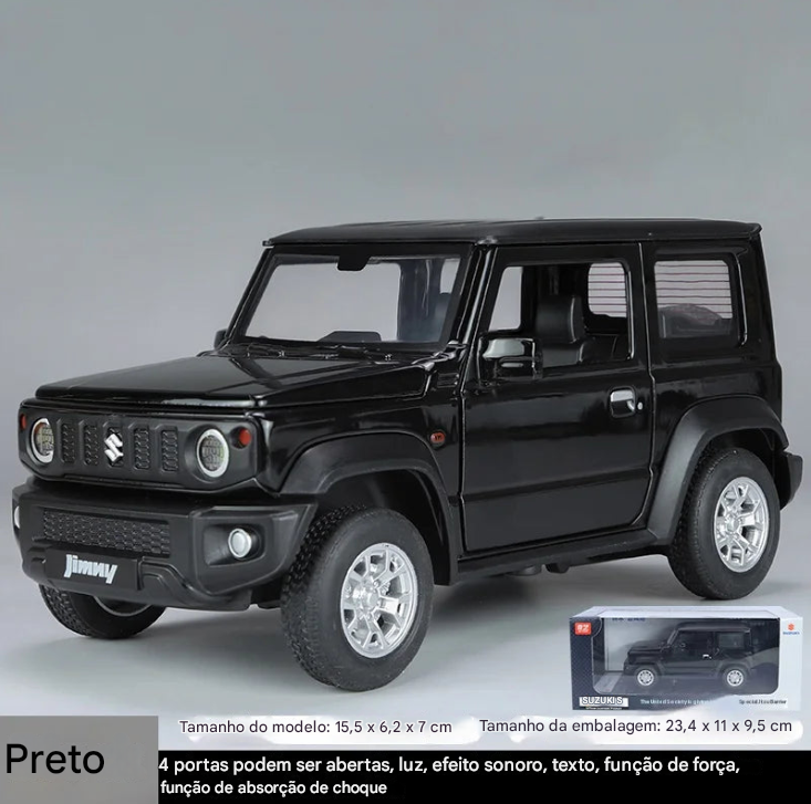 Suzuki Jimny 1:24 - Miniatura de Metal Die-cast com Luzes - Perfeito para Colecionadores e Crianças (4+ anos)