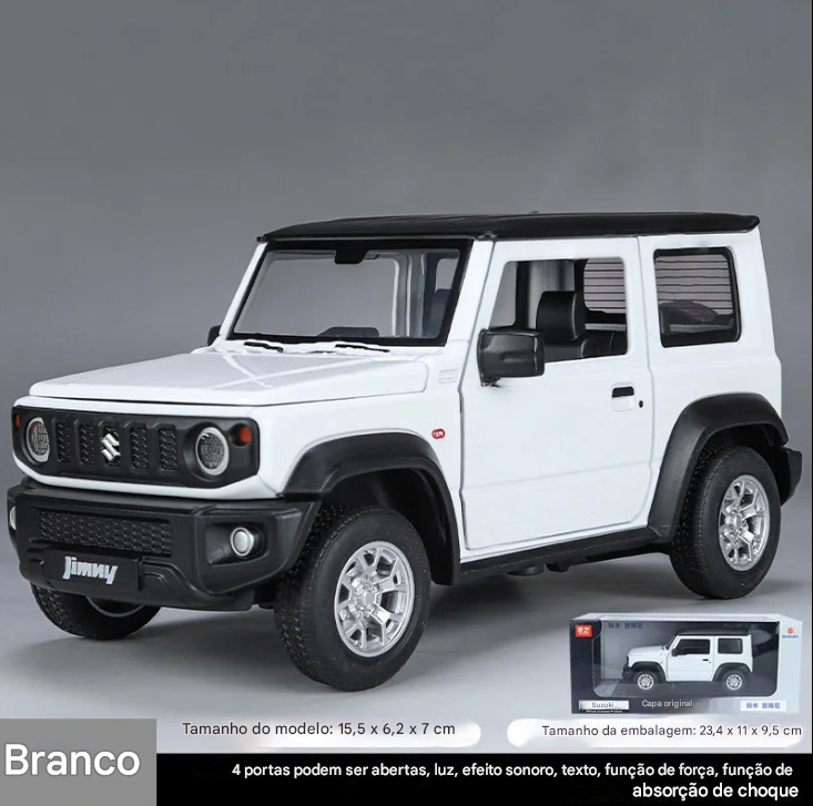 Suzuki Jimny 1:24 - Miniatura de Metal Die-cast com Luzes - Perfeito para Colecionadores e Crianças (4+ anos)