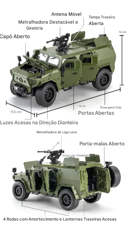 Carro Militar Tático Willys MB 1:18