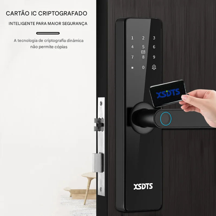 Fechadura Eletrônica com Desbloqueio por: Biometria, senha, cartão ou chave