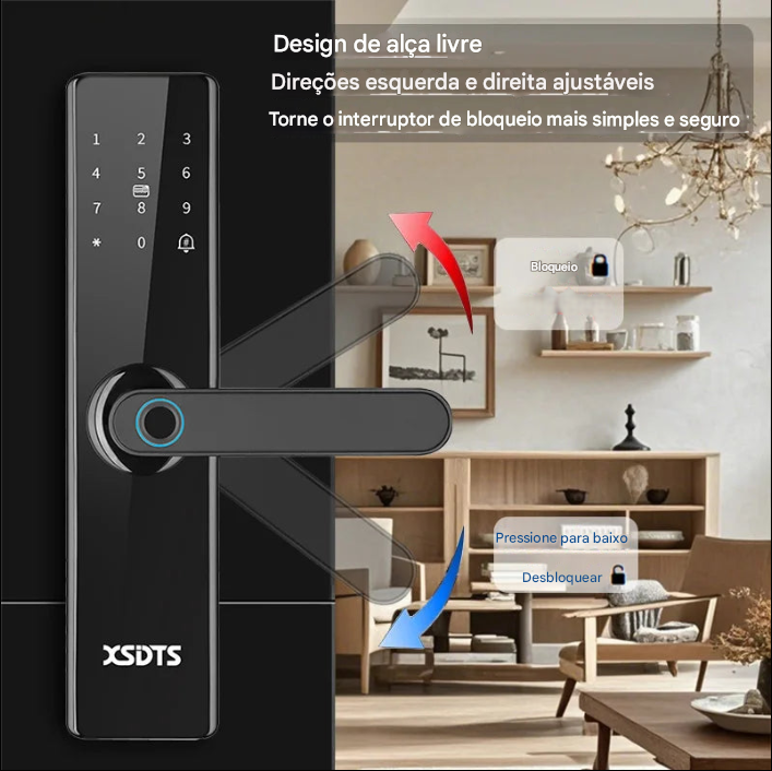Fechadura Eletrônica com Desbloqueio por: Biometria, senha, cartão ou chave