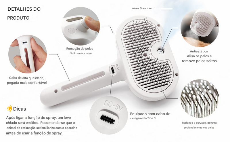 Escova a vapor para cães gatos